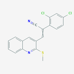 molecular formula C19H12Cl2N2S B1308146 2-(2,4-Dichlorophenyl)-3-(2-methylsulfanylquinolin-3-yl)prop-2-enenitrile 