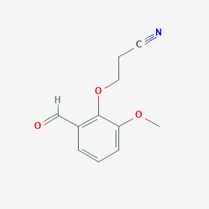 molecular formula C11H11NO3 B13081497 3-(2-Formyl-6-methoxyphenoxy)propanenitrile 