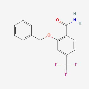 molecular formula C15H12F3NO2 B13081575 2-(Benzyloxy)-4-(trifluoromethyl)benzamide 