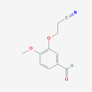 molecular formula C11H11NO3 B13081621 3-(5-Formyl-2-methoxyphenoxy)propanenitrile 