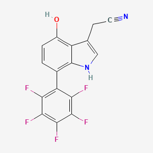 4-Hydroxy-7-(perfluorophenyl)indole-3-acetonitrile