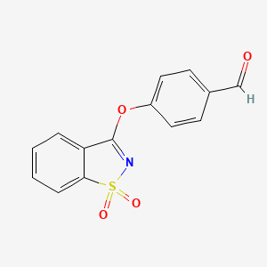 molecular formula C14H9NO4S B1308167 4-[(1,1-Dioxido-1,2-benzisothiazol-3-YL)oxy]benzaldehyde CAS No. 132636-66-9