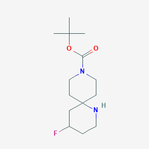 molecular formula C14H25FN2O2 B13081745 tert-Butyl4-fluoro-1,9-diazaspiro[5.5]undecane-9-carboxylate 