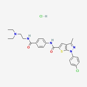 1-(4-Chlorophenyl)-N-(4-{[2-(diethylamino)ethyl]carbamoyl}phenyl)-3-methyl-1H-thieno[2,3-c]pyrazole-5-carboxamide hydrochloride