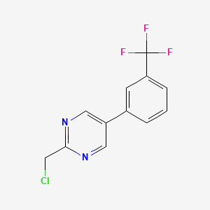 molecular formula C12H8ClF3N2 B13082020 2-(Chloromethyl)-5-(3-(trifluoromethyl)phenyl)pyrimidine 