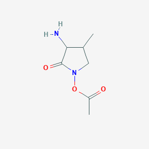 molecular formula C7H12N2O3 B13082046 3-Amino-1-hydroxy-4-methylpyrrolidin-2-oneacetate 