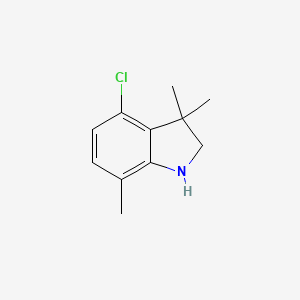 molecular formula C11H14ClN B13082076 4-Chloro-3,3,7-trimethyl-2,3-dihydro-1H-indole 