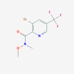 molecular formula C9H8BrF3N2O2 B13082175 3-Bromo-N-methoxy-N-methyl-5-(trifluoromethyl)picolinamide CAS No. 1211515-76-2