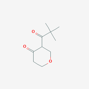 molecular formula C10H16O3 B13082339 3-(2,2-Dimethylpropanoyl)oxan-4-one 