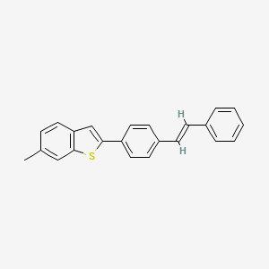 molecular formula C23H18S B13082348 (E)-6-methyl-2-(4-styrylphenyl)benzo[b]thiophene 