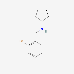 molecular formula C13H18BrN B13082379 N-[(2-Bromo-4-methylphenyl)methyl]cyclopentanamine 