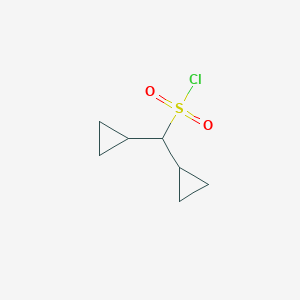 molecular formula C7H11ClO2S B13082399 Dicyclopropylmethanesulfonyl chloride 