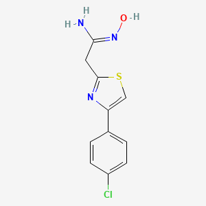 molecular formula C11H10ClN3OS B13082500 2-(4-(4-Chlorophenyl)thiazol-2-yl)-N'-hydroxyacetimidamide 