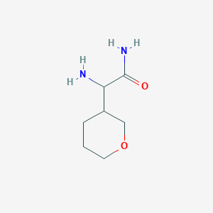 molecular formula C7H14N2O2 B13082521 2-Amino-2-(oxan-3-yl)acetamide 