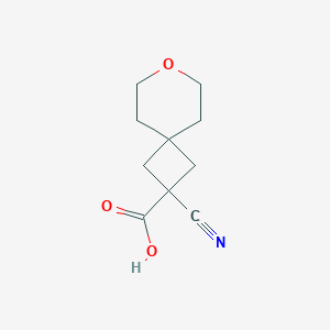 molecular formula C10H13NO3 B13082650 2-Cyano-7-oxaspiro[3.5]nonane-2-carboxylic acid 