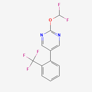 molecular formula C12H7F5N2O B13082667 2-(Difluoromethoxy)-5-(2-(trifluoromethyl)phenyl)pyrimidine 