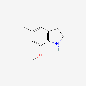 molecular formula C10H13NO B13082716 7-Methoxy-5-methyl-2,3-dihydro-1H-indole 