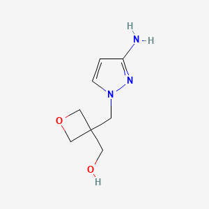 molecular formula C8H13N3O2 B13082722 {3-[(3-amino-1H-pyrazol-1-yl)methyl]oxetan-3-yl}methanol 