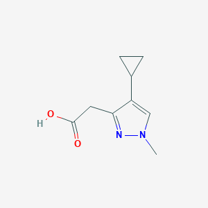 molecular formula C9H12N2O2 B13082756 2-(4-Cyclopropyl-1-methyl-1H-pyrazol-3-yl)acetic acid 