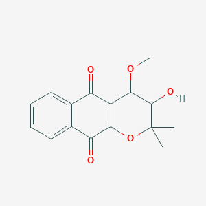 molecular formula C16H16O5 B13083075 3-hydroxy-4-methoxy-2,2-dimethyl-3,4-dihydro-2H-benzo[g]chromene-5,10-dione 