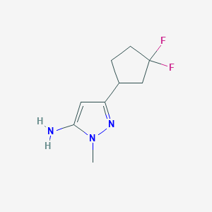 molecular formula C9H13F2N3 B13083172 3-(3,3-Difluorocyclopentyl)-1-methyl-1H-pyrazol-5-amine 