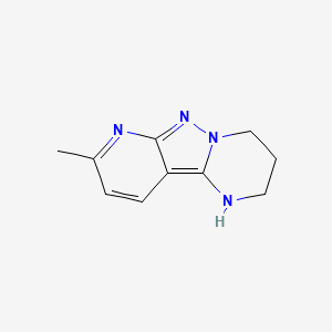 molecular formula C10H12N4 B13083177 11-Methyl-3,7,8,10-tetraazatricyclo[7.4.0.0,2,7]trideca-1,8,10,12-tetraene 