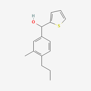 molecular formula C15H18OS B13083212 (3-Methyl-4-propylphenyl)-thiophen-2-ylmethanol 