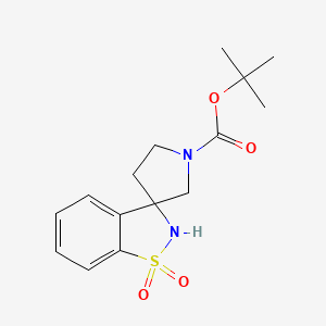 molecular formula C15H20N2O4S B13083227 Spiro[1,2-benzisothiazole-3(2H),3'-pyrrolidine]-1'-carboxylic acid, 1,1-dimethylethyl ester, 1,1-dioxide 