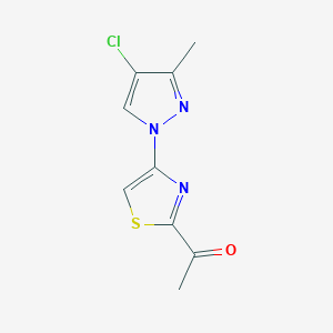 molecular formula C9H8ClN3OS B13083288 1-[4-(4-Chloro-3-methyl-1H-pyrazol-1-yl)-1,3-thiazol-2-yl]ethan-1-one 