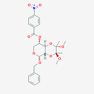 molecular formula C25H29NO10 B130833 [(2S,3S,4aS,5R,8S,8aR)-2,3-dimethoxy-2,3-dimethyl-5-phenylmethoxy-5,7,8,8a-tetrahydro-4aH-pyrano[3,4-b][1,4]dioxin-8-yl] 4-nitrobenzoate CAS No. 1084896-42-3
