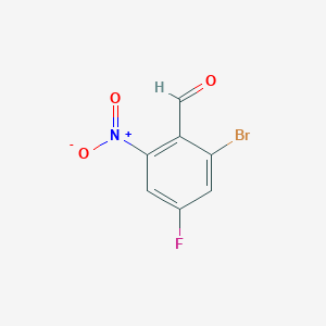 molecular formula C7H3BrFNO3 B13083326 2-Bromo-4-fluoro-6-nitrobenzaldehyde 