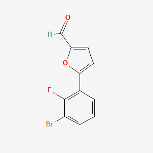 molecular formula C11H6BrFO2 B13083403 5-(3-Bromo-2-fluorophenyl)furan-2-carbaldehyde 