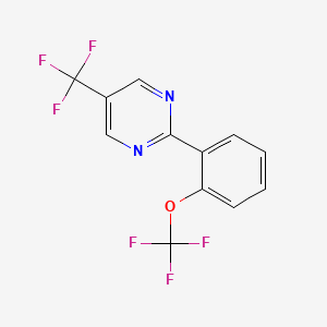 molecular formula C12H6F6N2O B13083411 2-(2-(Trifluoromethoxy)phenyl)-5-(trifluoromethyl)pyrimidine 