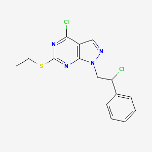 4-Chloro-1-(2-chloro-2-phenylethyl)-6-(ethylthio)-1H-pyrazolo[3,4-d]pyrimidine