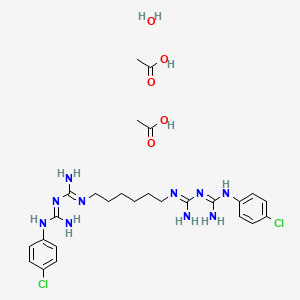 molecular formula C26H40Cl2N10O5 B13083438 1,1'-Hexamethylenebis[5-(p-chlorophenyl)biguanide] diacetate xhydrate 