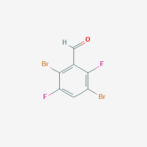 molecular formula C7H2Br2F2O B13083611 2,5-Dibromo-3,6-difluorobenzaldehyde 