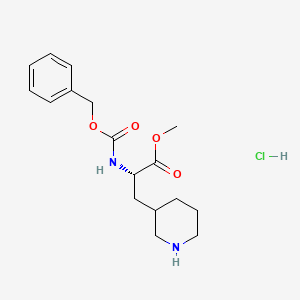 molecular formula C17H25ClN2O4 B13083641 (2S)-Methyl 2-(((benzyloxy)carbonyl)amino)-3-(piperidin-3-yl)propanoate hydrochloride 