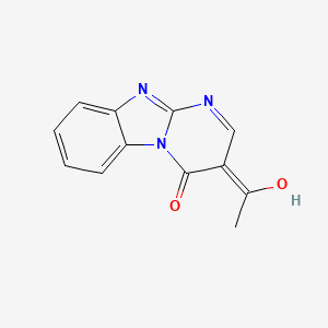 molecular formula C12H9N3O2 B13083653 12-Acetyl-1,8,10-triazatricyclo[7.4.0.0^{2,7}]trideca-2(7),3,5,9,11-pentaen-13-one 