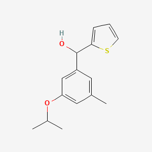 molecular formula C15H18O2S B13083666 (3-Isopropoxy-5-methylphenyl)(thiophen-2-yl)methanol 