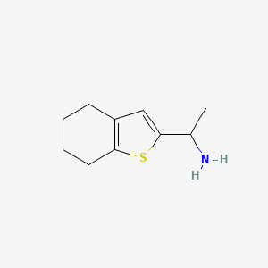 molecular formula C10H15NS B13083733 1-(4,5,6,7-Tetrahydro-1-benzothiophen-2-yl)ethan-1-amine 