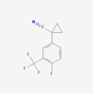 molecular formula C11H7F4N B13083776 1-(4-Fluoro-3-(trifluoromethyl)phenyl)cyclopropanecarbonitrile 