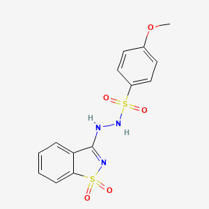 molecular formula C14H13N3O5S2 B1308378 N'-(1,1-二氧化-1,2-苯并异噻唑-3-基)-4-甲氧基苯磺酰肼 CAS No. 351066-12-1