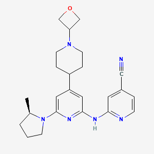 molecular formula C24H30N6O B13083815 (R)-2-((6-(2-Methylpyrrolidin-1-yl)-4-(1-(oxetan-3-yl)piperidin-4-yl)pyridin-2-yl)amino)isonicotinonitrile 