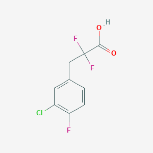 molecular formula C9H6ClF3O2 B13083885 3-(3-Chloro-4-fluorophenyl)-2,2-difluoropropanoic acid 