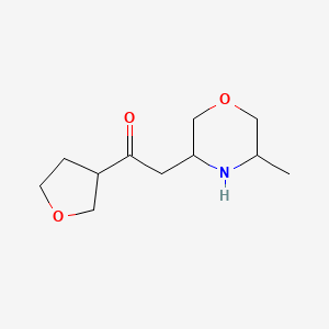 molecular formula C11H19NO3 B13083966 2-(5-Methylmorpholin-3-yl)-1-(oxolan-3-yl)ethan-1-one 