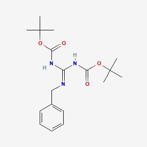 molecular formula C18H27N3O4 B13084051 Tert-butyl N-[(benzylamino)(([(tert-butoxy)carbonyl]imino))methyl]carbamate 