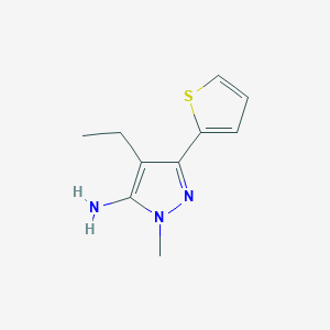 molecular formula C10H13N3S B13084145 4-Ethyl-1-methyl-3-(thiophen-2-YL)-1H-pyrazol-5-amine 