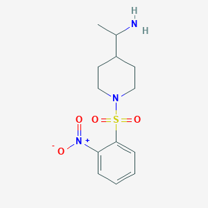 molecular formula C13H19N3O4S B13084164 1-[1-(2-Nitrobenzenesulfonyl)piperidin-4-yl]ethan-1-amine 