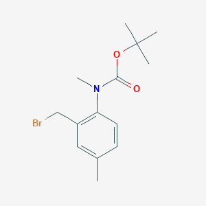 molecular formula C14H20BrNO2 B13084228 Tert-butyl (2-(bromomethyl)-4-methylphenyl)(methyl)carbamate 