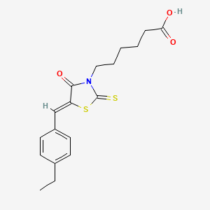 6-[(5Z)-5-[(4-ethylphenyl)methylidene]-4-oxo-2-sulfanylidene-1,3-thiazolidin-3-yl]hexanoic acid